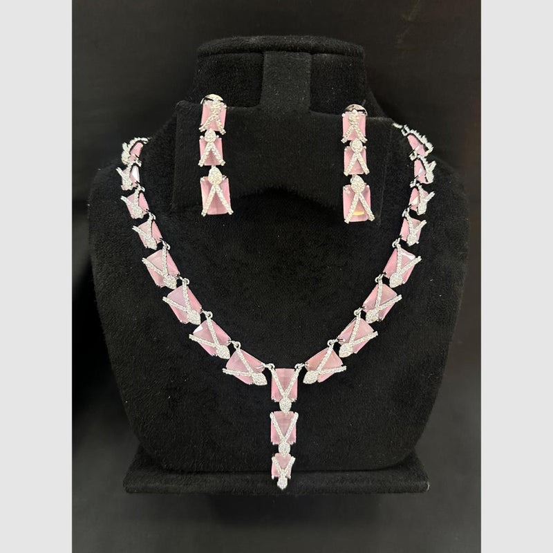 Manisha Jewellery  Silver Plated Crystal Stone Necklace Set