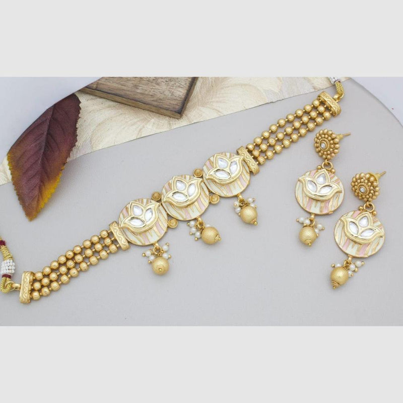 Manisha Jewellery Gold Plated Pota Stone Choker Necklace Set