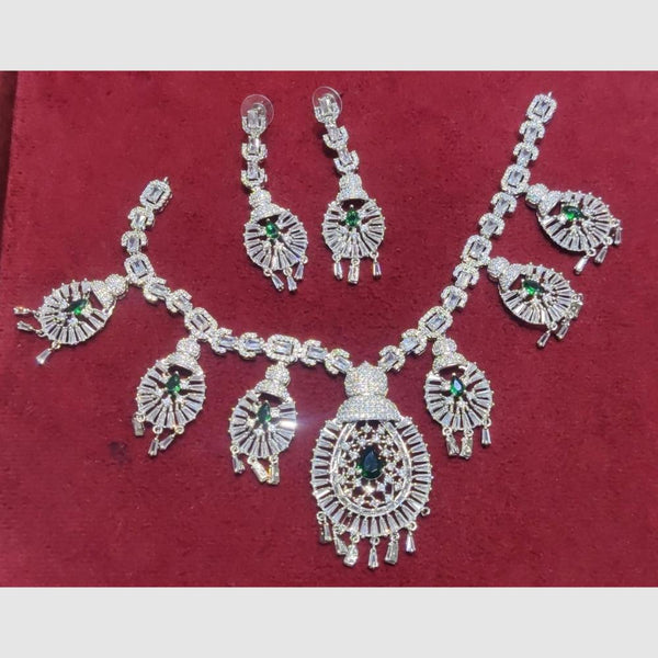 Manisha Jewellery Silver Plated AD Stone Necklace Set