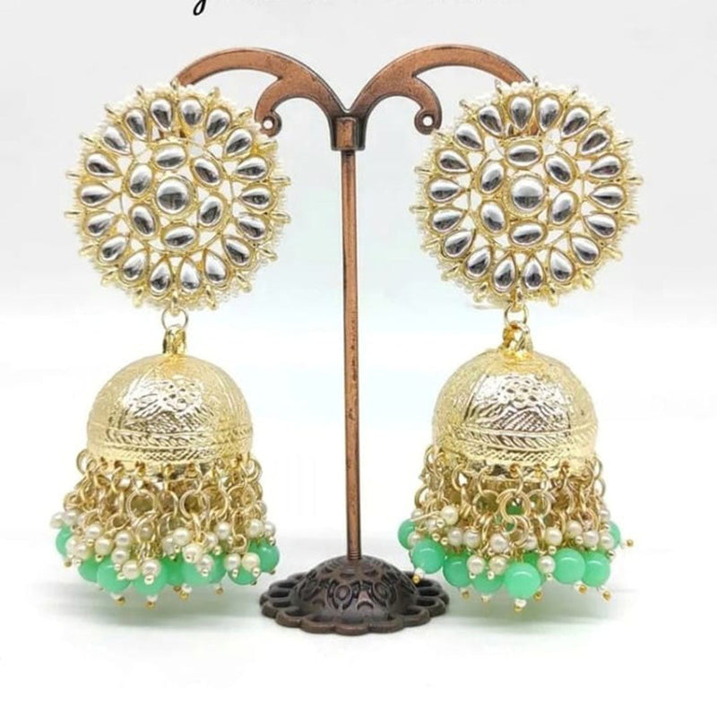 Manisha Jewellery Gold Plated Kundan Stone And Pearls Jhumki Earrings