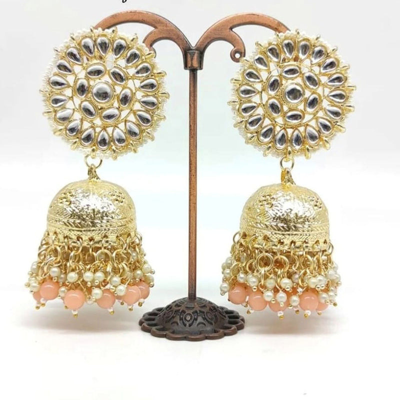 Manisha Jewellery Gold Plated Kundan Stone And Pearls Jhumki Earrings