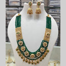 Manisha Jewellery Gold Plated Pota Stone And Pearls Long Necklace Set