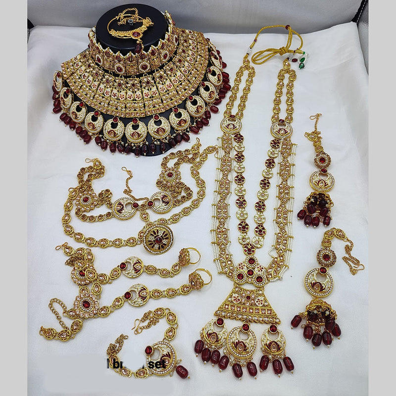 Manisha Jewellery Gold Plated Crystal Stone And Meenakari Bridal Set