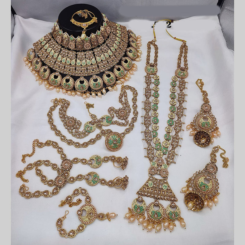 Manisha Jewellery Gold Plated Kundan Stone And Meenakari Bridal Set