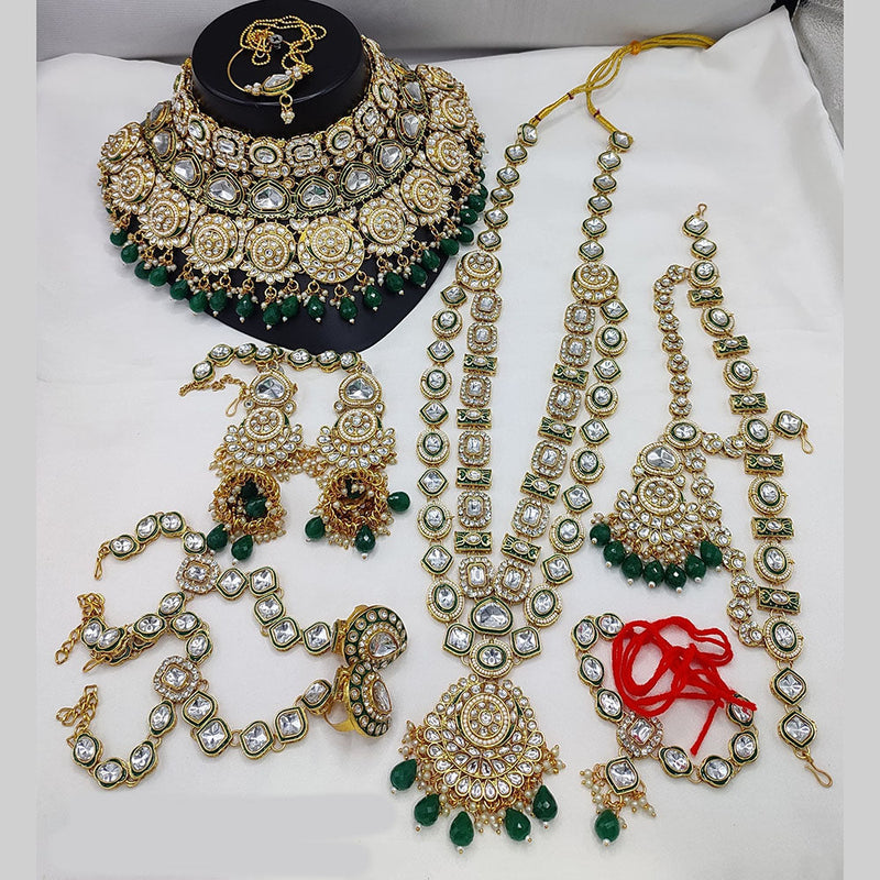 Manisha Jewellery Gold Plated Kundan Stone And Meenakari Bridal Set