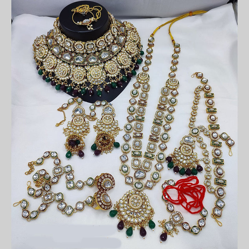 Manisha Jewellery Gold Plated Kundan Stone And Meenakari Bridal Set