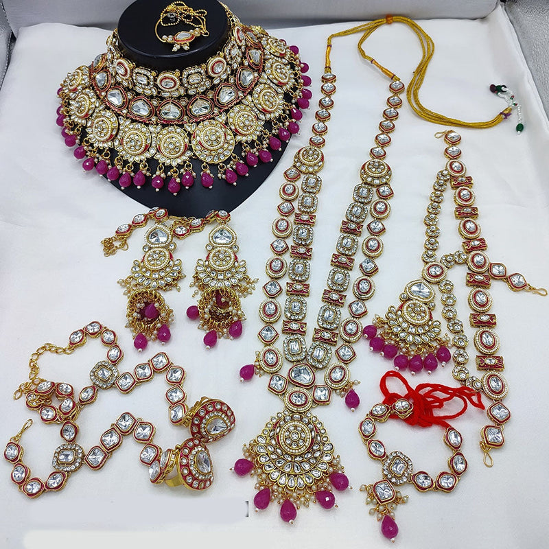 Manisha Jewellery Gold Plated Kundan Stone And Meenakari Bridal Set