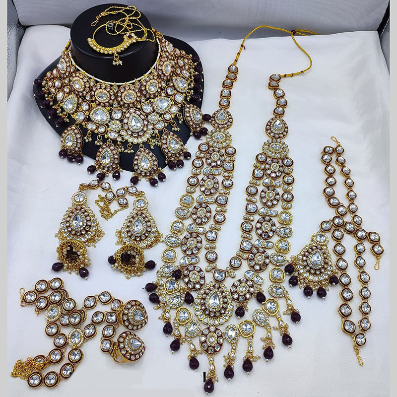 Manisha Jewellery Gold Plated Kundan Stone And Meenakari Bridal Set