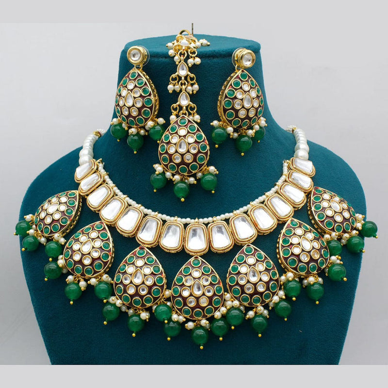 Manisha Jewellery Gold Plated Kundan Stone And Meenakari Necklace Set