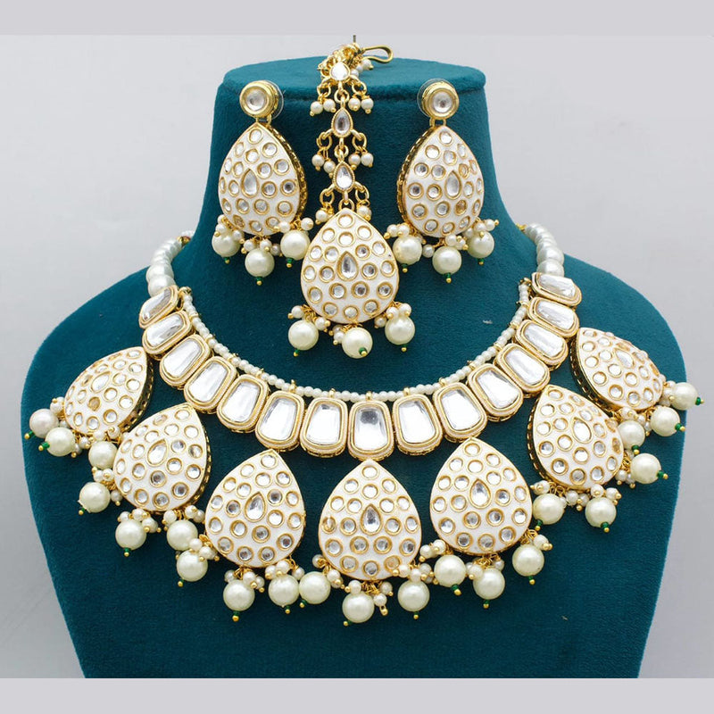 Manisha Jewellery Gold Plated Kundan Stone And Meenakari Necklace Set