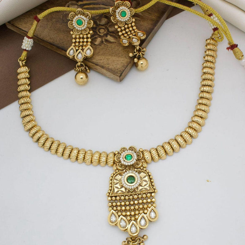 Manisha Jewellery Gold Plated Kundan Stone And Pearls Necklace Set