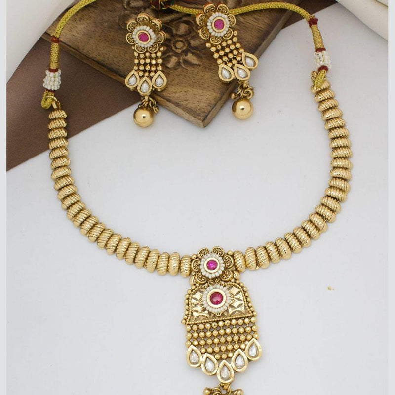 Manisha Jewellery Gold Plated Kundan Stone And Pearls Necklace Set