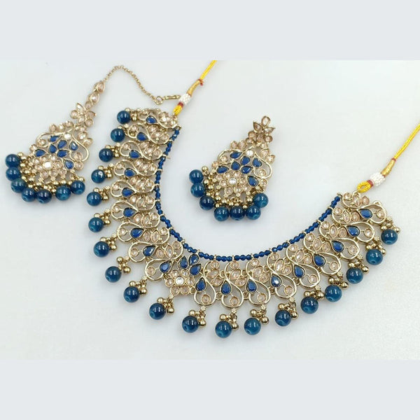 Manisha Jewellery Gold Plated Crystal Stone And Beads Pearls Necklace Set