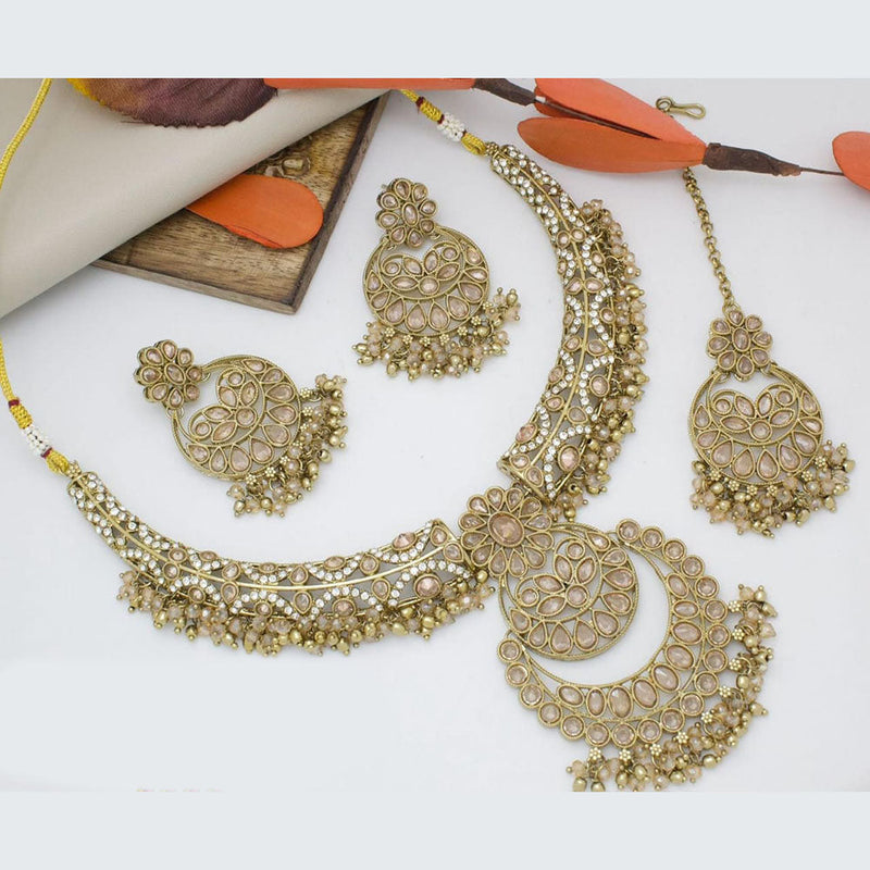 Manisha Jewellery Gold Plated Crystal Stone And Beads Pearls Necklace Set