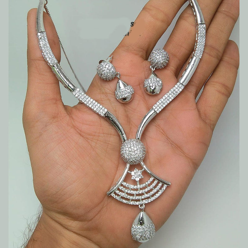 Manisha Jewellery Silver Plated Austrian Stone Necklace Set