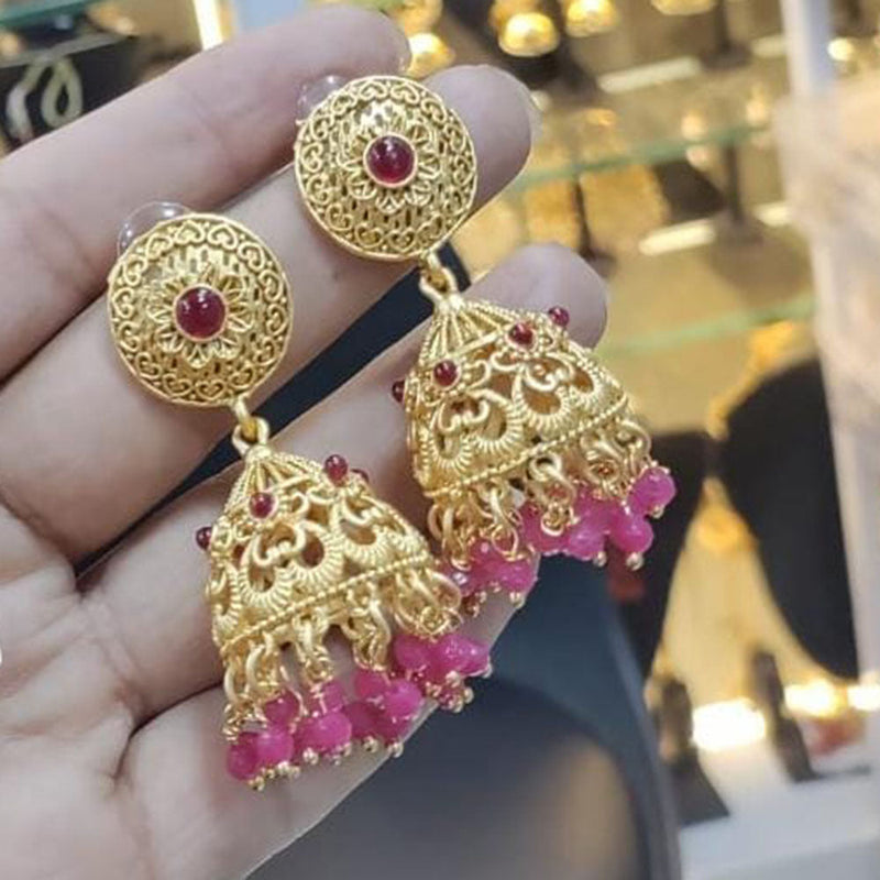 Manisha Jewellery Gold  Plated Pota Stone And Pearls Jhumki Earrings