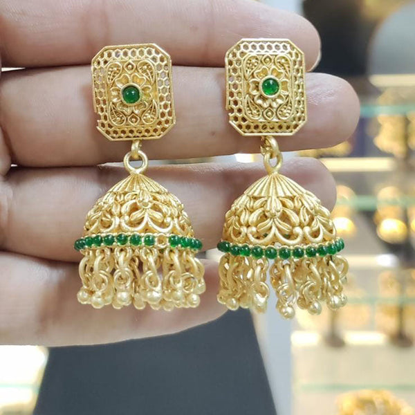 Manisha Jewellery Gold  Plated Pota Stone And Pearls Jhumki Earrings