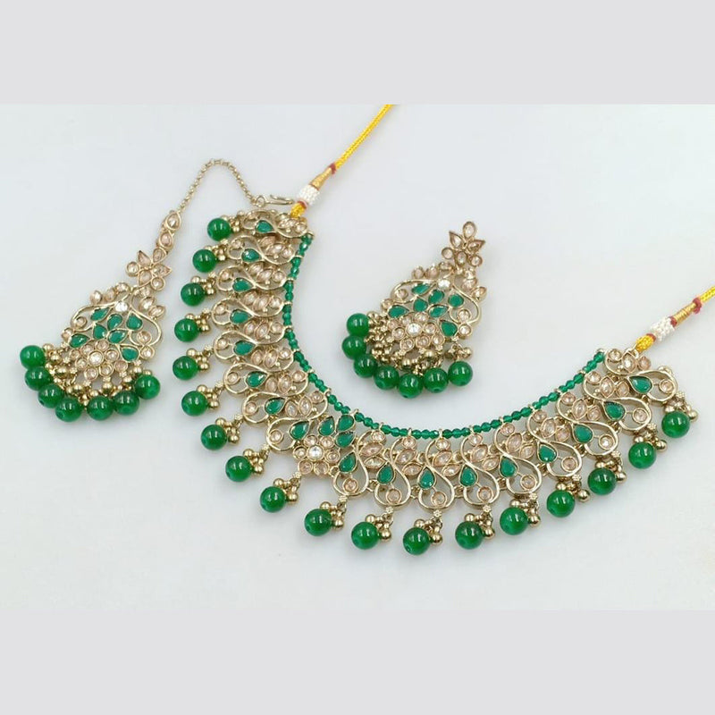 Manisha Jewellery Gold Plated Crystal Stone And Beads Necklace Set