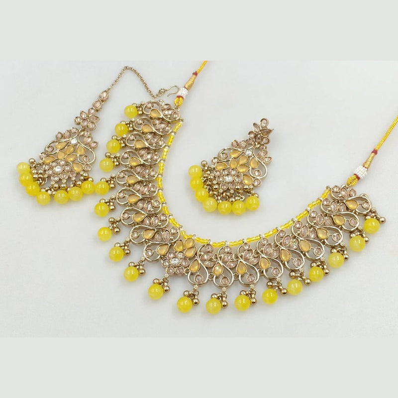 Manisha Jewellery Gold Plated Crystal Stone And Beads Necklace Set