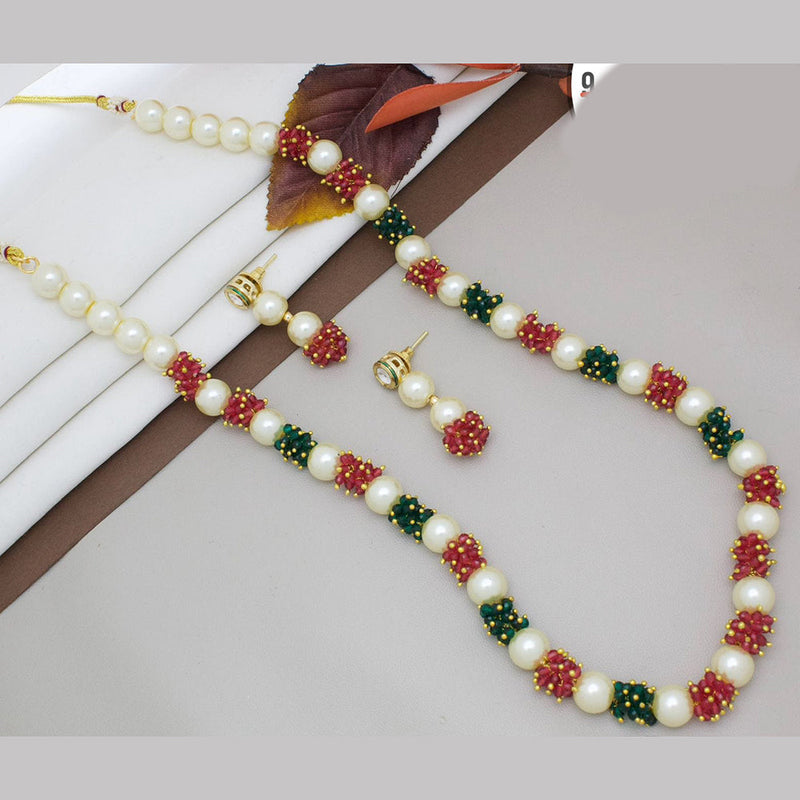 Manisha Jewellery Gold Plated Pearls And Beads Long Necklace Set