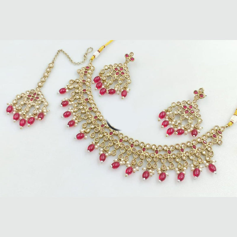 Manisha Jewellery Gold Plated Crystal Stone And Beads Necklace Set