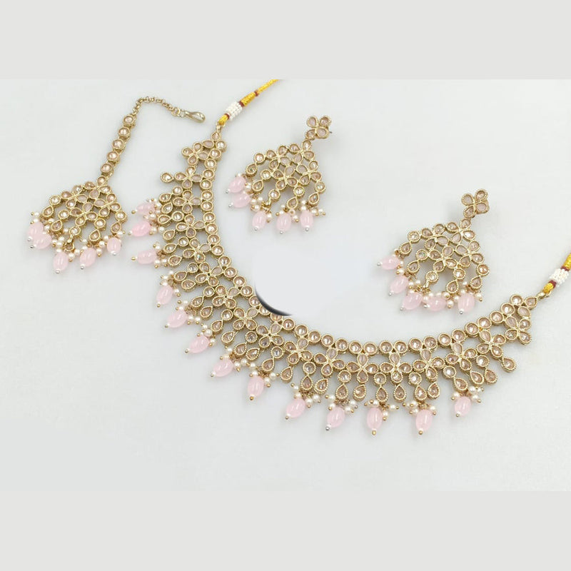 Manisha Jewellery Gold Plated Crystal Stone And Beads Necklace Set