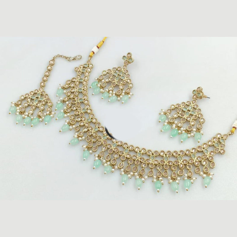 Manisha Jewellery Gold Plated Crystal Stone And Beads Necklace Set