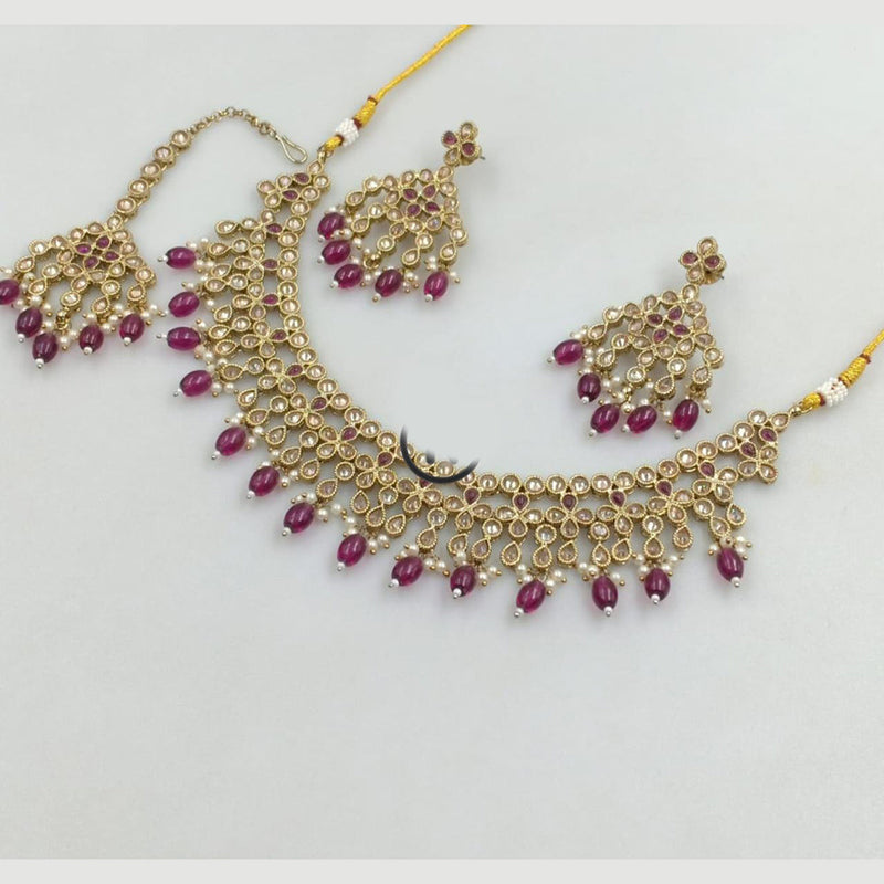 Manisha Jewellery Gold Plated Crystal Stone And Beads Necklace Set