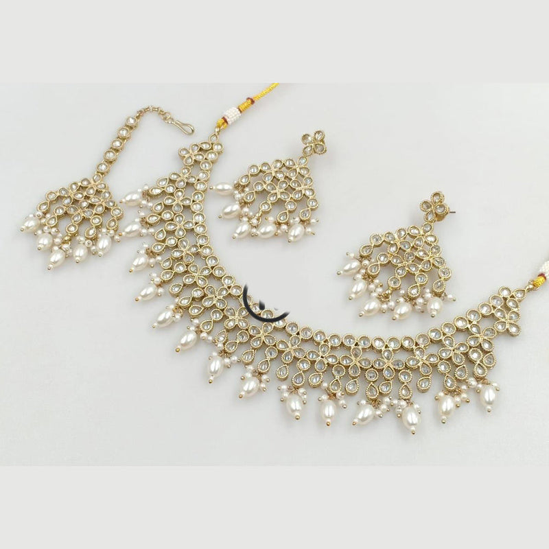 Manisha Jewellery Gold Plated Crystal Stone And Beads Necklace Set