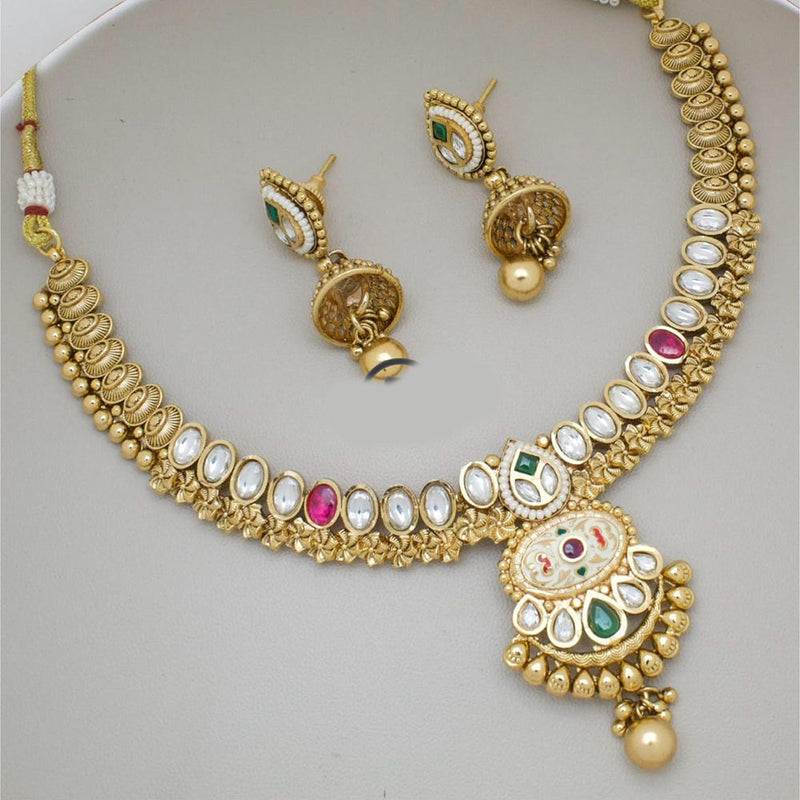 Manisha Jewellery Gold Plated Pota Stone Necklace Set