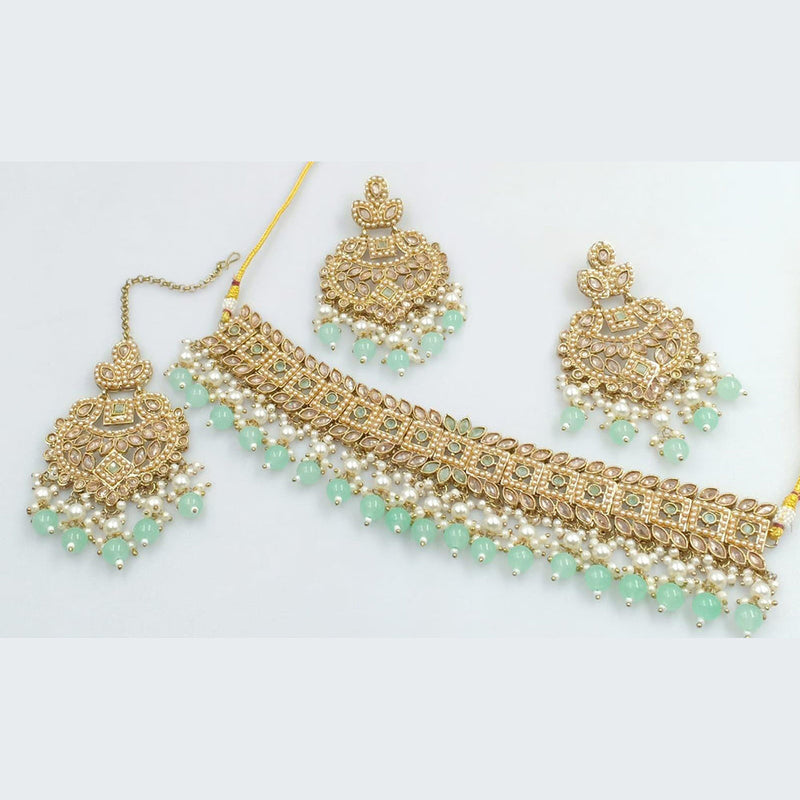 Manisha Jewellery Gold Plated Crystal Stone And Beads Necklace Set