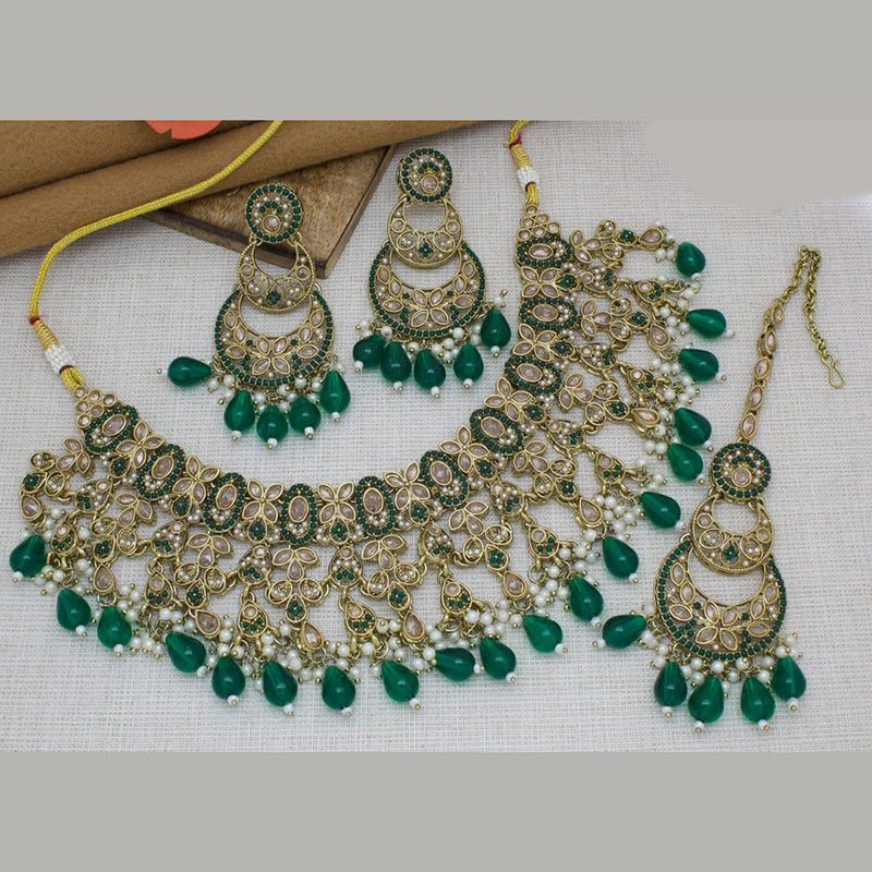 Manisha Jewellery Gold Plated Crystal Stone And Beads Necklace Set