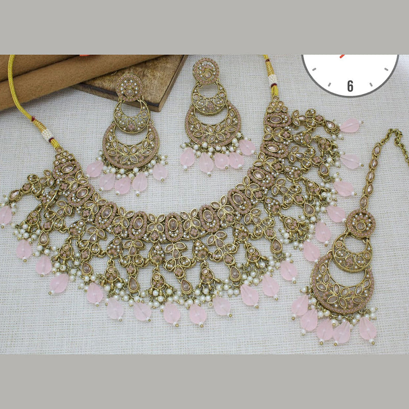 Manisha Jewellery Gold Plated Crystal Stone And Beads Necklace Set