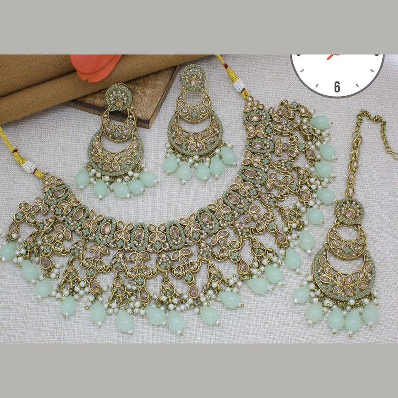 Manisha Jewellery Gold Plated Crystal Stone And Beads Necklace Set