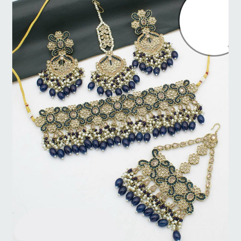 Manisha Jewellery Gold Plated Crystal Stone And Beads Necklace Set