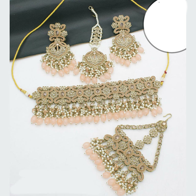 Manisha Jewellery Gold Plated Crystal Stone And Beads Necklace Set