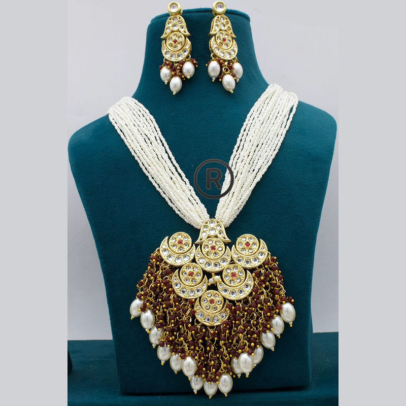 Manisha Jewellery Gold Plated Kundan Stone And Pearls Necklace Set