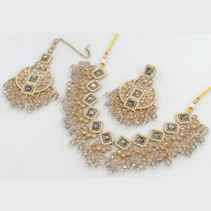 Manisha Jewellery Gold Plated Crystal Stone And Beads Necklace Set