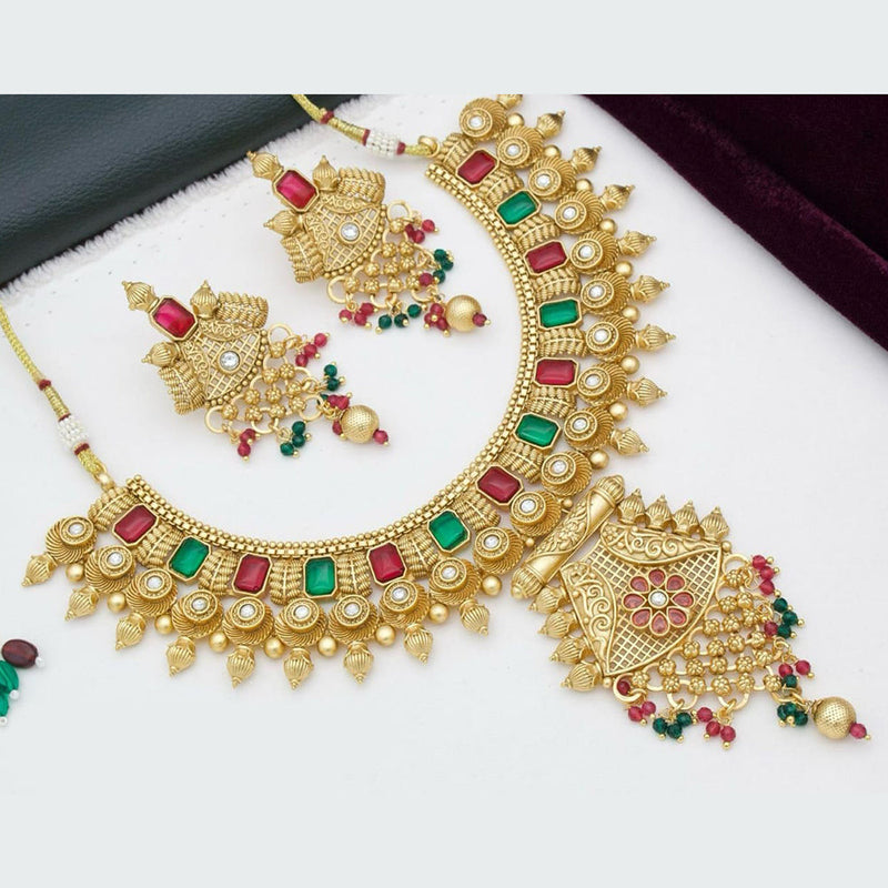 Manisha Jewellery Gold Plated Pota Stone And Beads Necklace Set