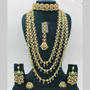 Manisha Jewellery Gold Plated kundan Stone And Pearls Double Necklace Set