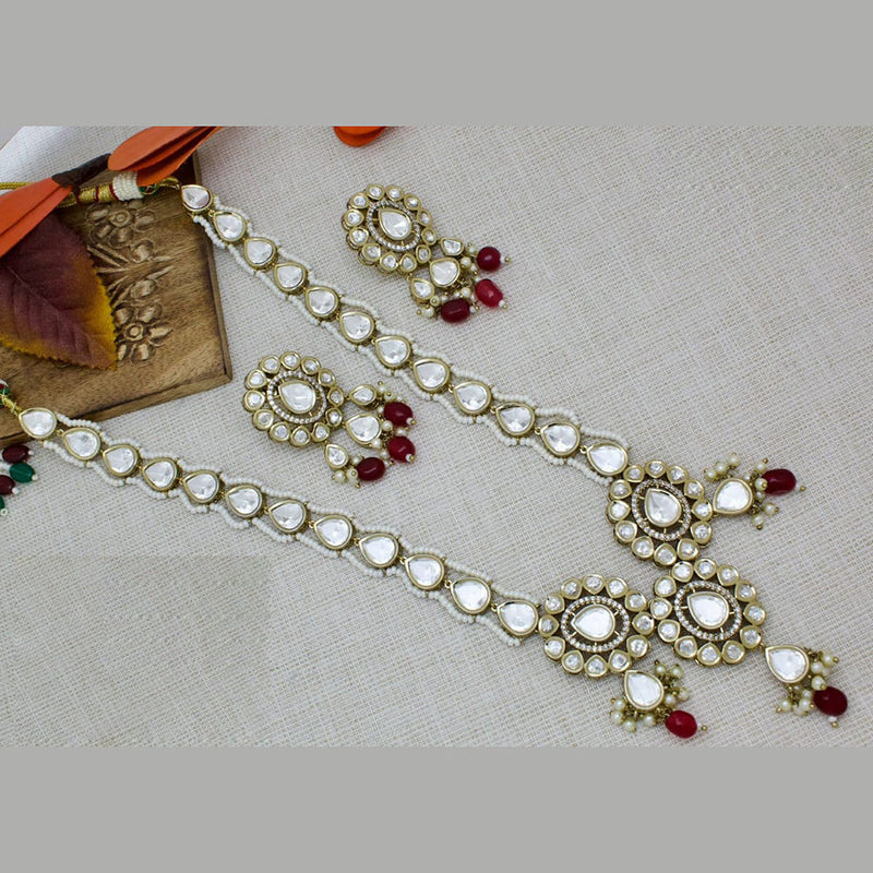 Manisha Jewellery Gold Plated kundan Stone And Pearls Long Necklace Set