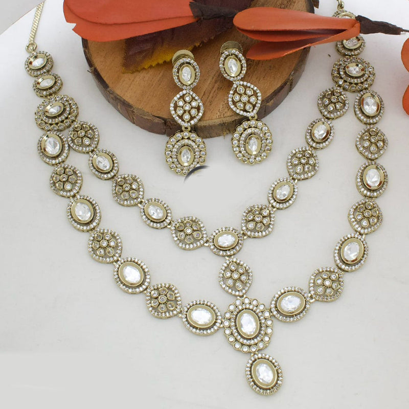 Manisha Jewellery Gold Plated Austrian Stone Double Layer Necklace Set