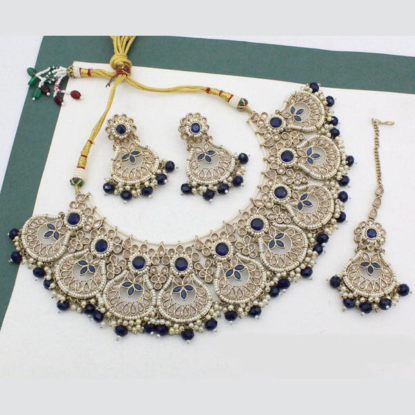 Manisha Jewellery Gold Plated Crystal Stone And Beads Necklace Set