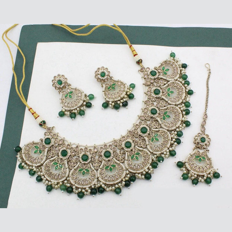 Manisha Jewellery Gold Plated Crystal Stone And Beads Necklace Set