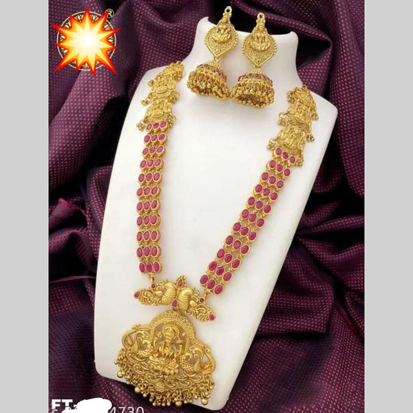 Manisha Jewellery Gold Plated Pota Stone Temple Necklace Set