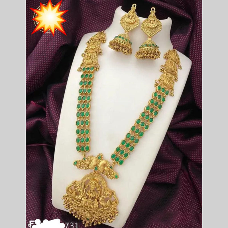 Manisha Jewellery Gold Plated Pota Stone Temple Necklace Set