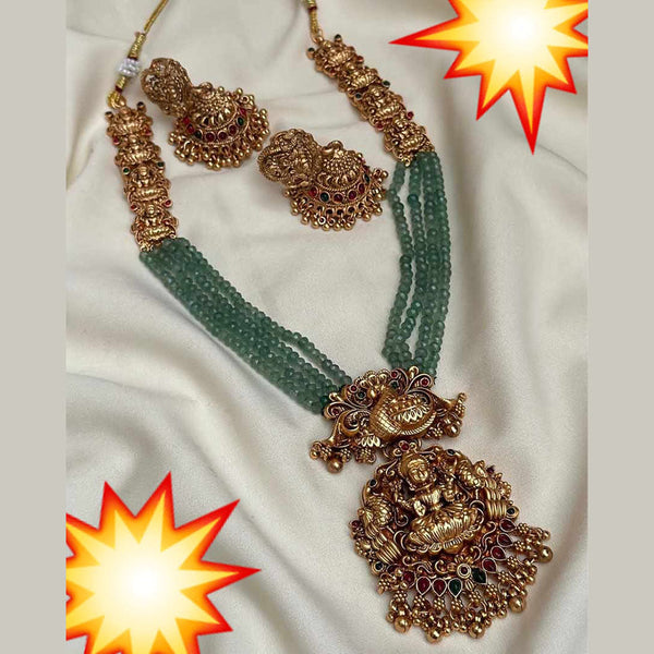 Manisha Jewellery Gold Plated Pota Stone Temple Necklace Set