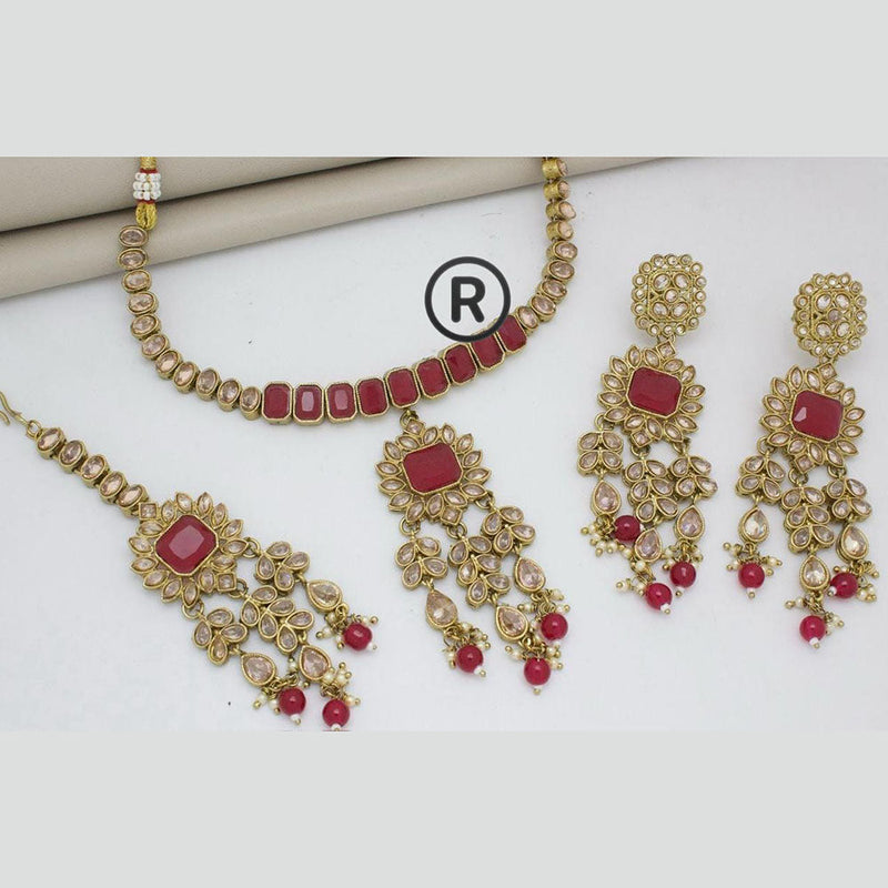 Manisha Jewellery Gold Plated Crystal Stone And Beads Necklace Set