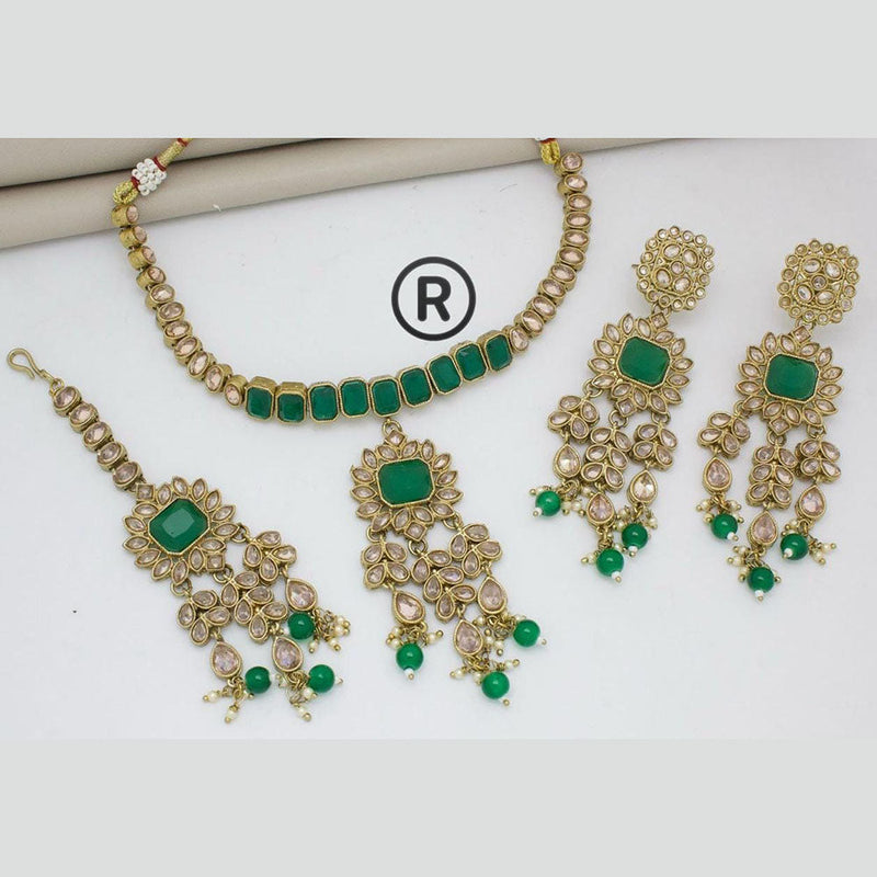 Manisha Jewellery Gold Plated Crystal Stone And Beads Necklace Set