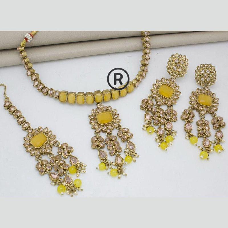 Manisha Jewellery Gold Plated Crystal Stone And Beads Necklace Set